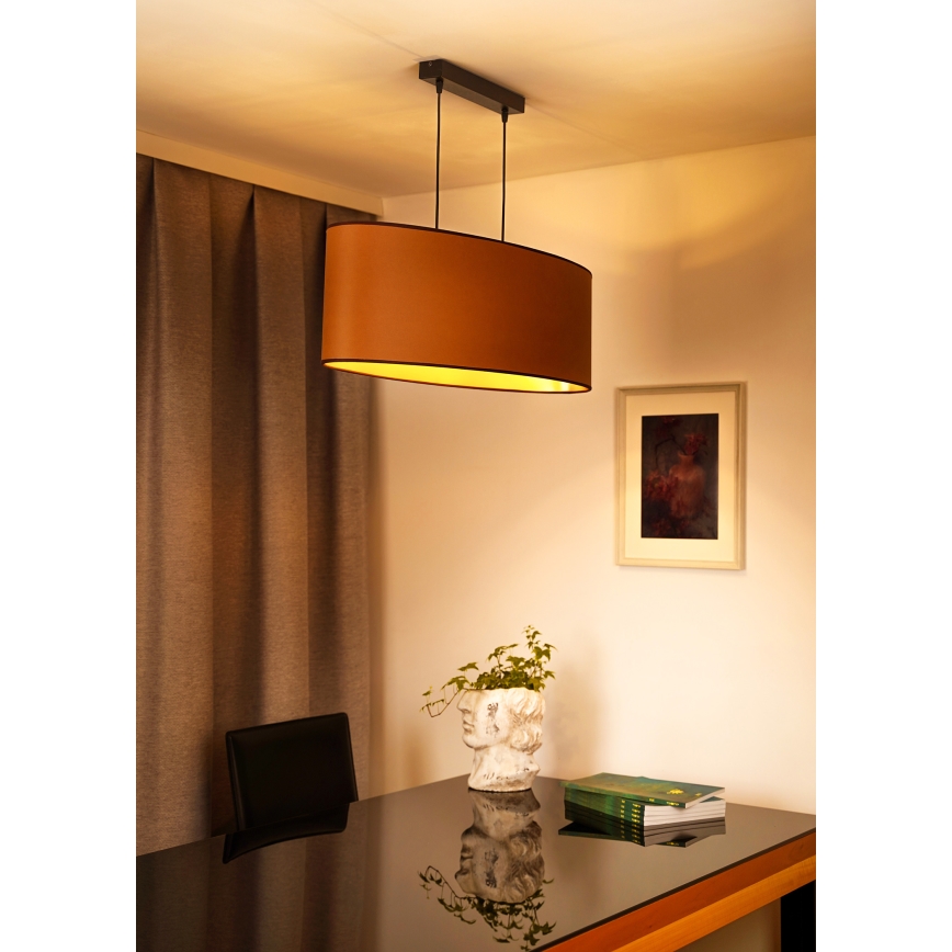 Duolla - Lampadario a sospensione con filo OVAL VEGAN 2xE27/15W/230V marrone