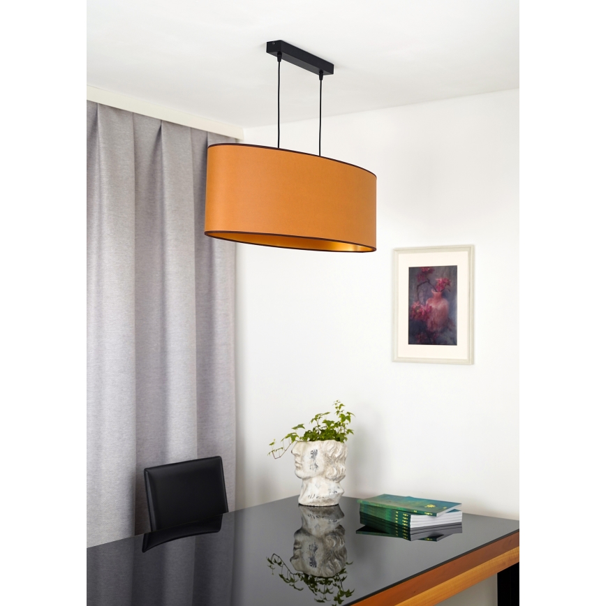 Duolla - Lampadario a sospensione con filo OVAL VEGAN 2xE27/15W/230V marrone
