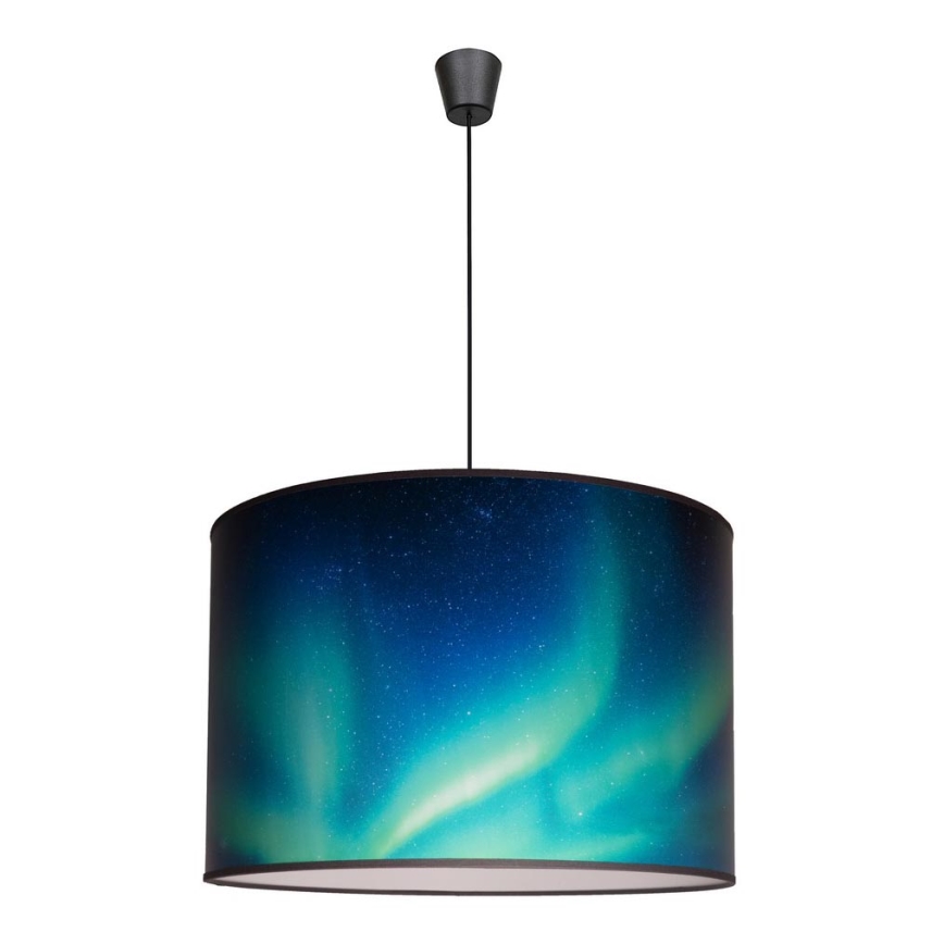 Duolla - Lampadario a sospensione con filo PRINT L 1xE27/40W/230V diametro 45 cm nero/turchese