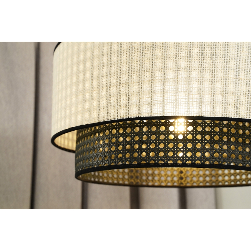 Duolla - Lampadario a sospensione con filo RATTAN YUTE 1xE27/15W/230V diametro 45 cm color crema/nero