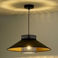Duolla - Lampadario a sospensione con filo RIO RATTAN 1xE27/15W/230V diametro 45 cm nero/oro