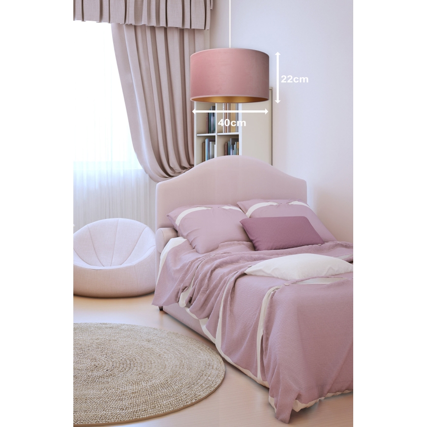 Duolla - Lampadario a sospensione con filo ROLLER 1xE27/15W/230V diametro 40 cm rosa/oro