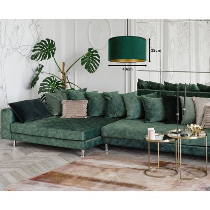 Duolla - Lampadario a sospensione con filo ROLLER 1xE27/15W/230V diametro 40 cm verde scuro/oro