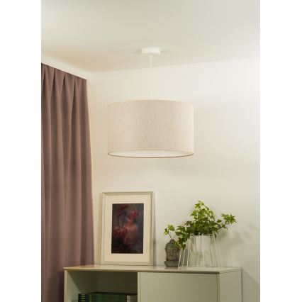 Duolla - Lampadario a sospensione con filo ROLLER ECO RECYCLING 1xE27/15W/230V diametro 45 cm color crema