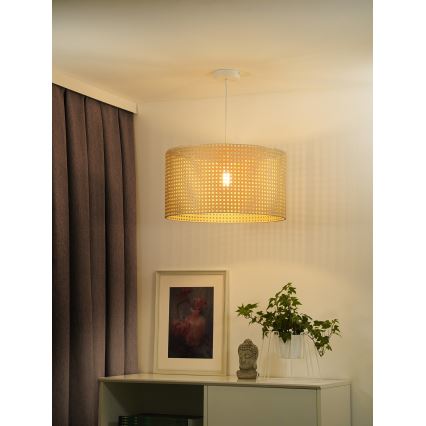 Duolla - Lampadario a sospensione con filo ROLLER RATTAN 1xE27/15W/230V diametro 45 cm beige