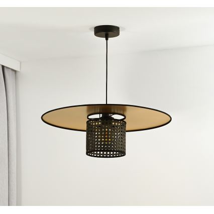 Duolla - Lampadario a sospensione con filo TOKYO RATTAN 1xE27/15W/230V diametro 50 cm oro/nero