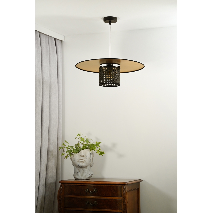 Duolla - Lampadario a sospensione con filo TOKYO RATTAN 1xE27/15W/230V diametro 50 cm oro/nero