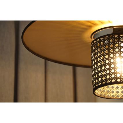 Duolla - Lampadario a sospensione con filo TOKYO RATTAN 1xE27/15W/230V diametro 50 cm oro/nero