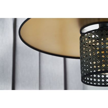 Duolla - Lampadario a sospensione con filo TOKYO RATTAN 1xE27/15W/230V diametro 50 cm oro/nero