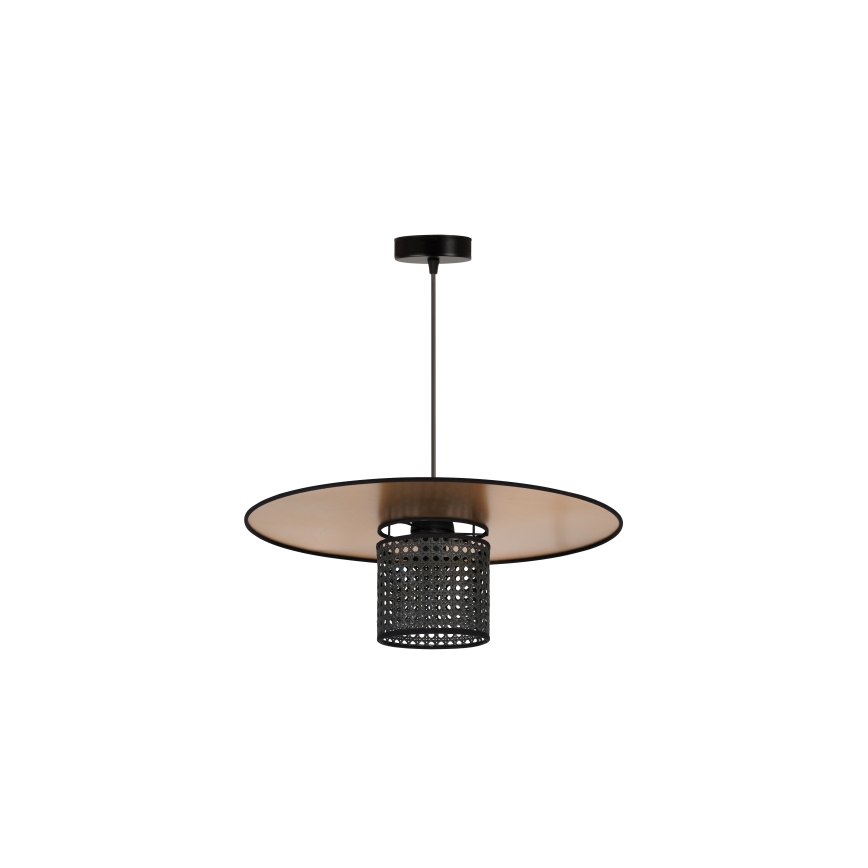 Duolla - Lampadario a sospensione con filo TOKYO RATTAN 1xE27/15W/230V diametro 50 cm oro/nero