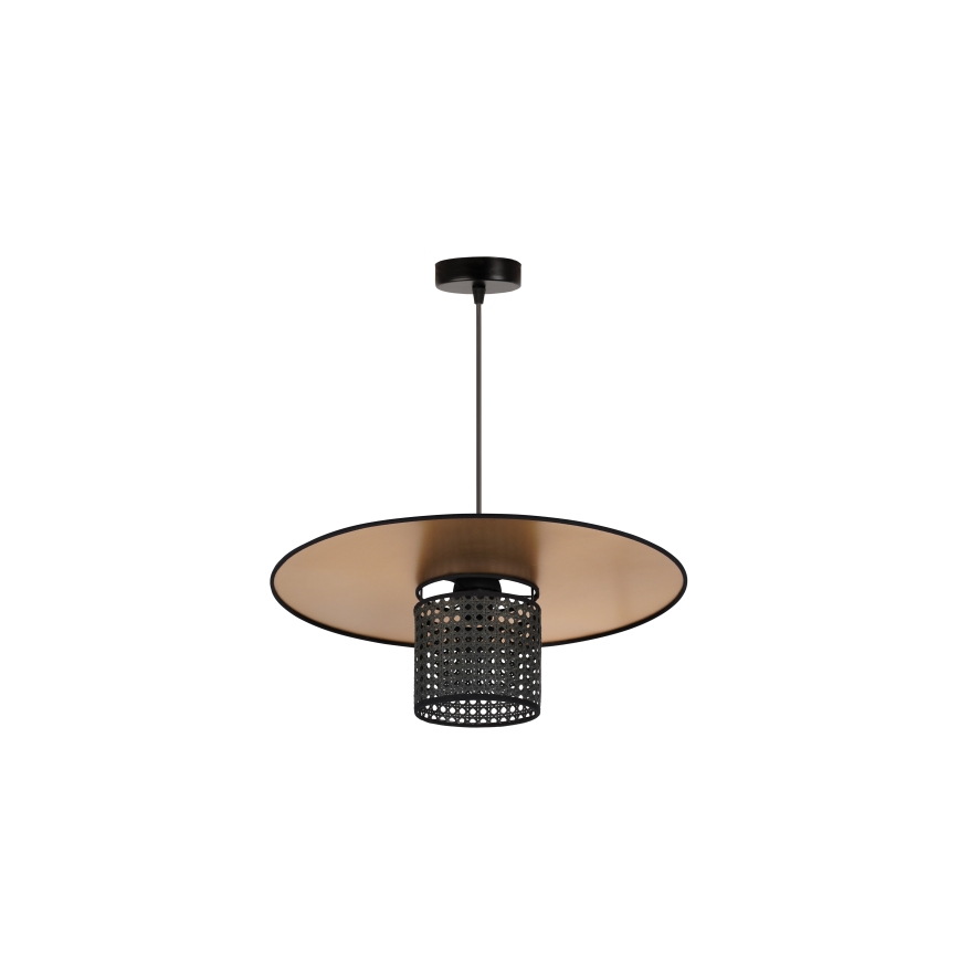 Duolla - Lampadario a sospensione con filo TOKYO RATTAN 1xE27/15W/230V diametro 50 cm oro/nero