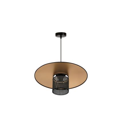 Duolla - Lampadario a sospensione con filo TOKYO RATTAN 1xE27/15W/230V diametro 50 cm oro/nero