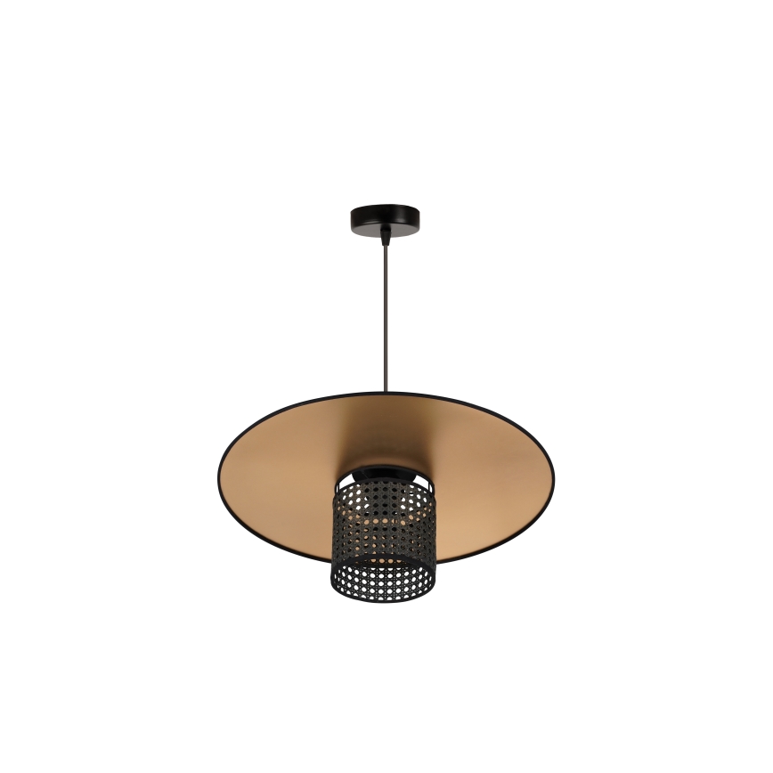 Duolla - Lampadario a sospensione con filo TOKYO RATTAN 1xE27/15W/230V diametro 50 cm oro/nero