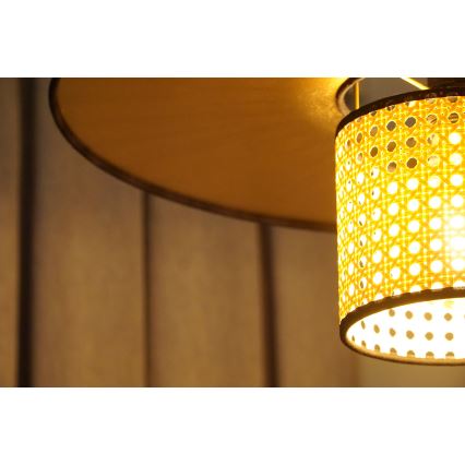 Duolla - Lampadario a sospensione con filo TOKYO RATTAN 1xE27/15W/230V diametro 50 cm oro/rattan