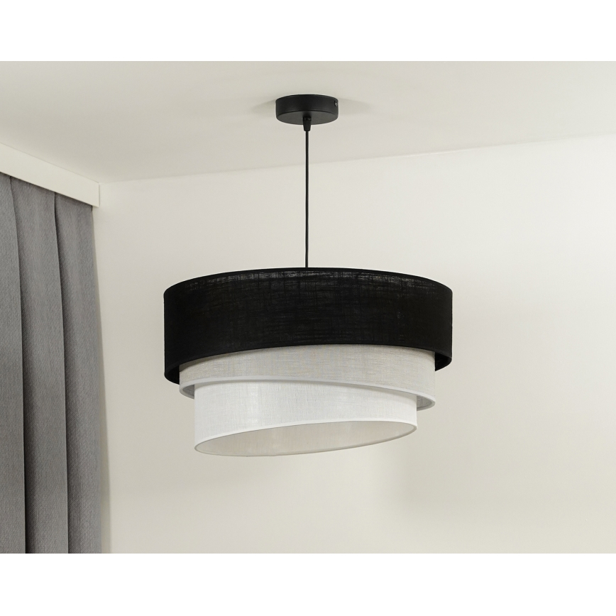 Duolla - Lampadario a sospensione con filo TRIO 1xE27/15W/230V diametro 45 cm nero/grigio/bianco