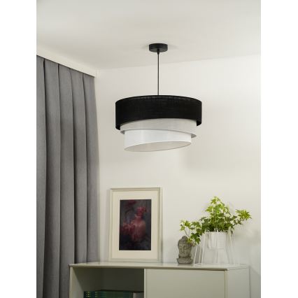 Duolla - Lampadario a sospensione con filo TRIO 1xE27/15W/230V diametro 45 cm nero/grigio/bianco