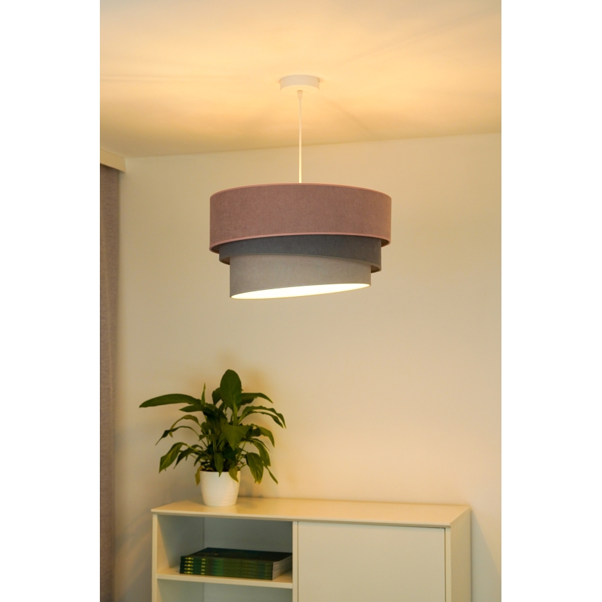 Duolla - Lampadario a sospensione con filo TRIO 1xE27/15W/230V diametro 45 cm rosa/grigio/bianco