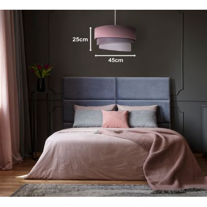 Duolla - Lampadario a sospensione con filo TRIO 1xE27/15W/230V diametro 45 cm rosa/grigio/bianco