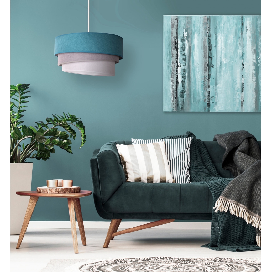 Duolla - Lampadario a sospensione con filo TRIO 1xE27/15W/230V diametro 45 cm turchese/grigio/bianco