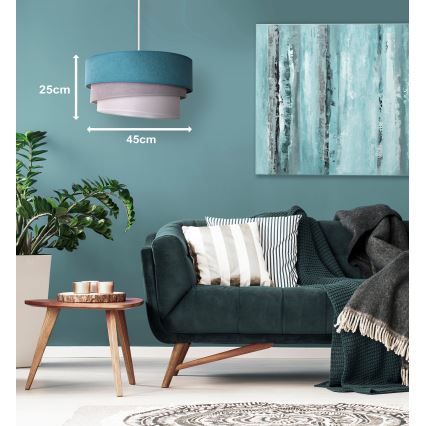 Duolla - Lampadario a sospensione con filo TRIO 1xE27/15W/230V diametro 45 cm turchese/grigio/bianco