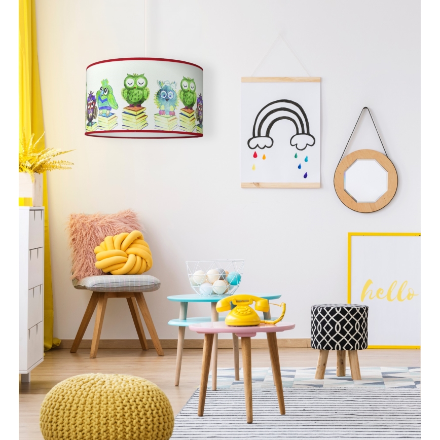Duolla - Lampadario a sospensione per bambini OWL 1xE27/15W/230V diametro 35 cm