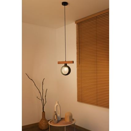 Duolla - Lampadario a sospensione su cavo IRONLINE 1xE27/15W/230V pino/rovere/nero