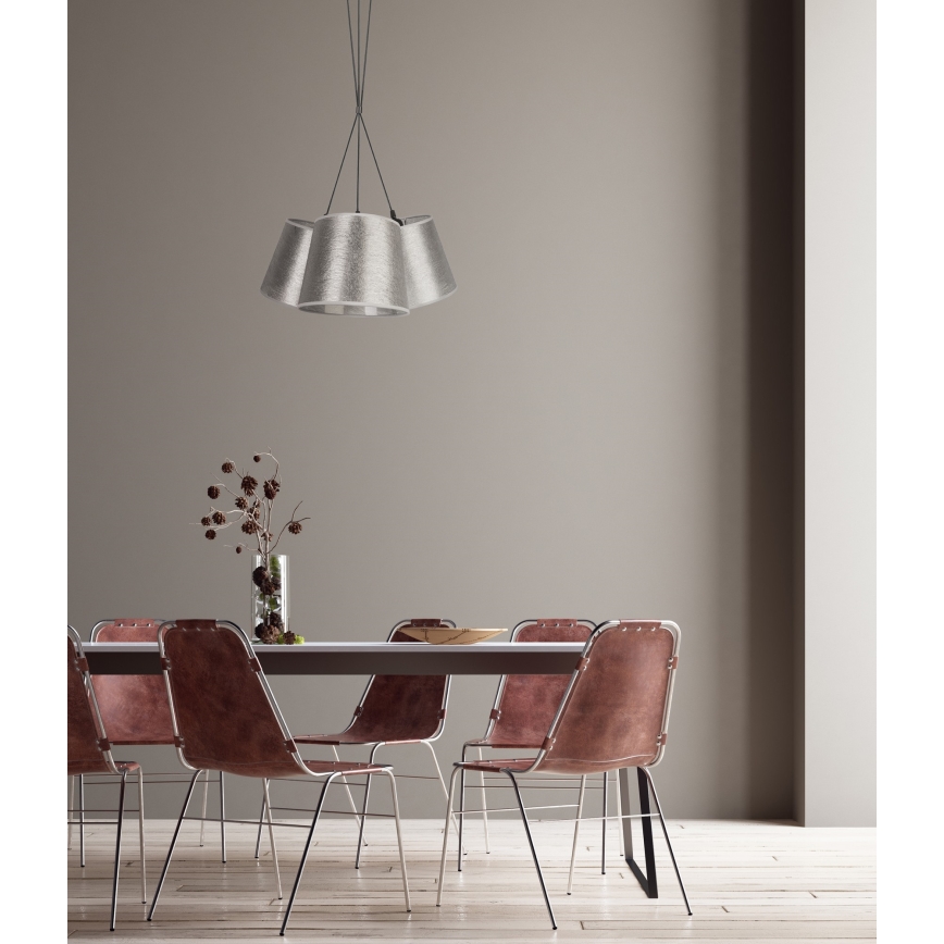Duolla - Lampadario su filo ROSSA 3xE27/40W/230V argento