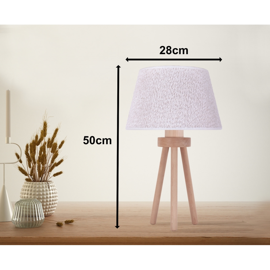 Duolla - Lampe de table BOUCLE 1xE27/15W/230V d. 28 cm blanc/bois