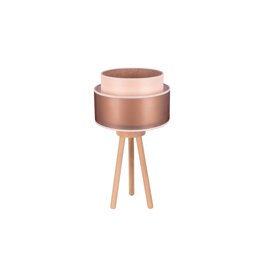 Duolla - Lampe de table WOOD BOHO 1xE27/15W/230V d. 25 cm cuivre/marron/beige