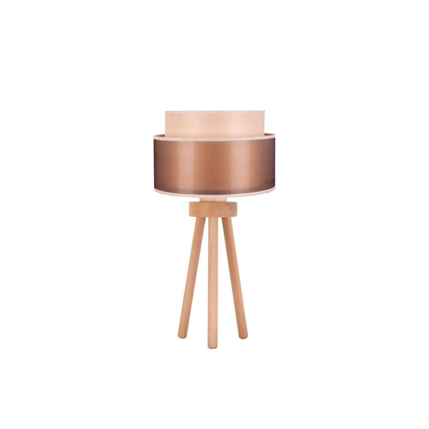 Duolla - Lampe de table WOOD BOHO 1xE27/15W/230V d. 25 cm cuivre/marron/beige