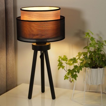 Duolla - Lampe de table WOOD BOHO 1xE27/15W/230V d. 25 cm noir/beige