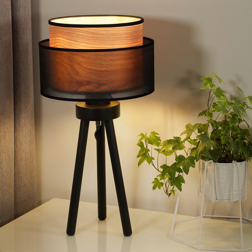 Duolla - Lampe de table WOOD BOHO 1xE27/15W/230V d. 25 cm noir/beige