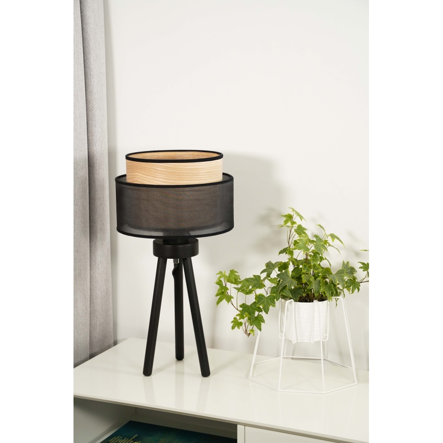 Duolla - Lampe de table WOOD BOHO 1xE27/15W/230V d. 25 cm noir/beige