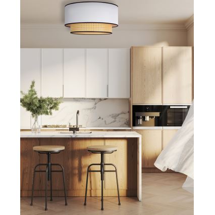 Duolla - Plafoniera BOHO 1xE27/15W/230V diametro 45 cm bianco/rattan