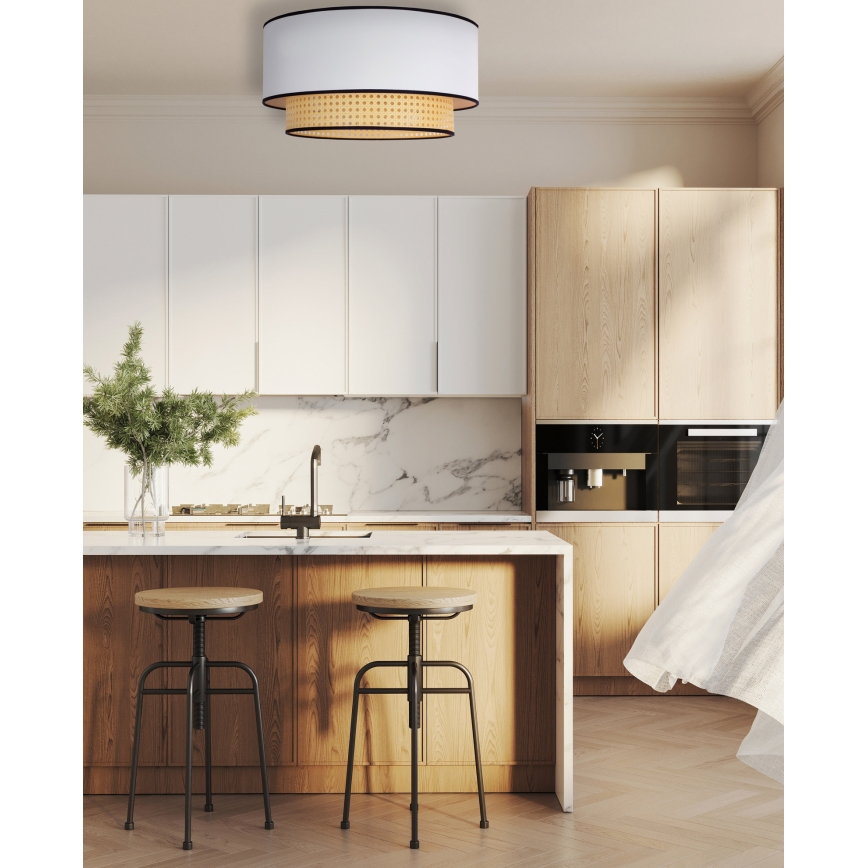 Duolla - Plafoniera BOHO 1xE27/15W/230V diametro 45 cm bianco/rattan