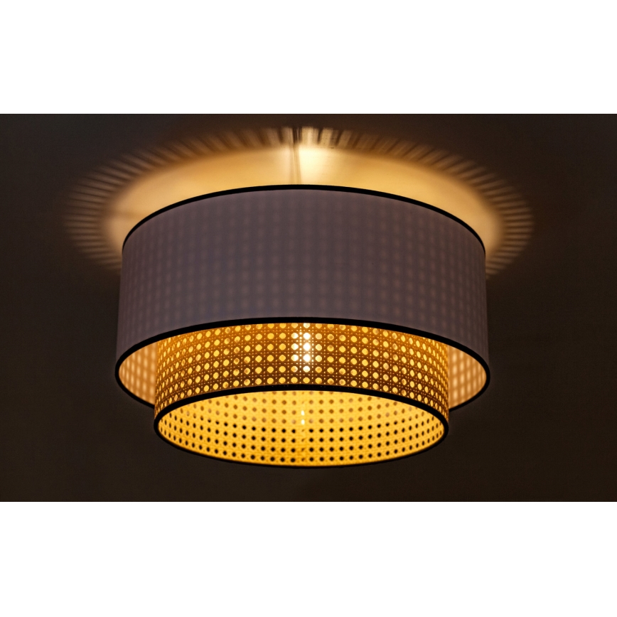 Duolla - Plafoniera BOHO 1xE27/15W/230V diametro 45 cm bianco/rattan