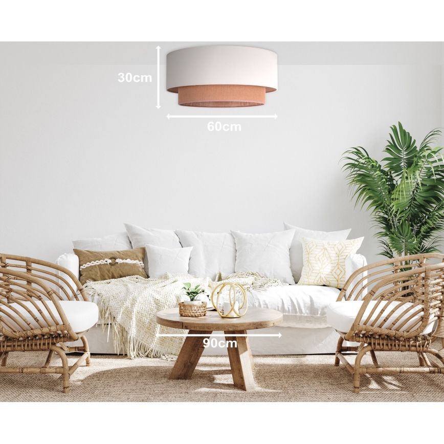 Duolla - Plafoniera BOHO 3xE27/15W/230V diametro 60 cm beige/marrone