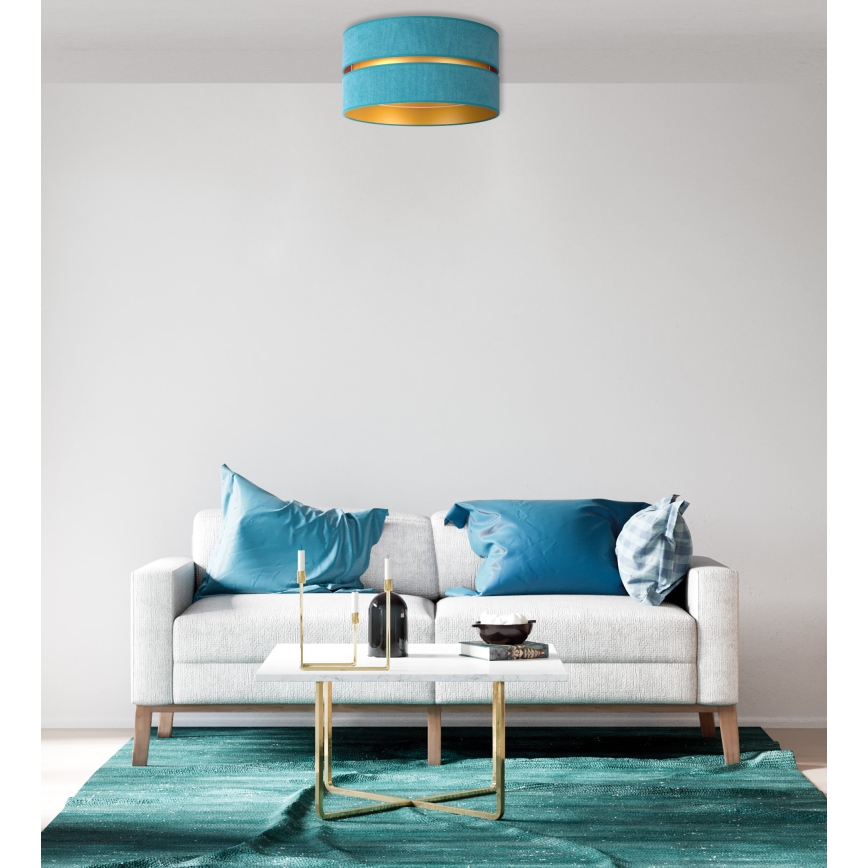 Duolla - Plafoniera DUO 1xE27/40W/230V diametro 40 cm turchese/oro