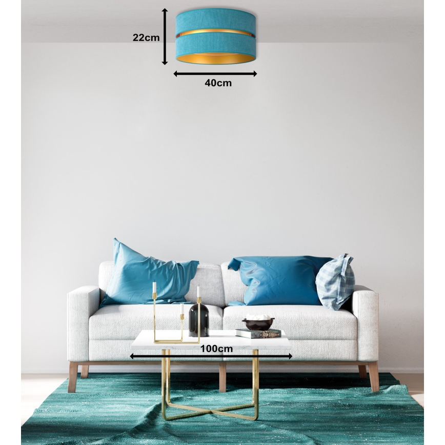 Duolla - Plafoniera DUO 1xE27/40W/230V diametro 40 cm turchese/oro