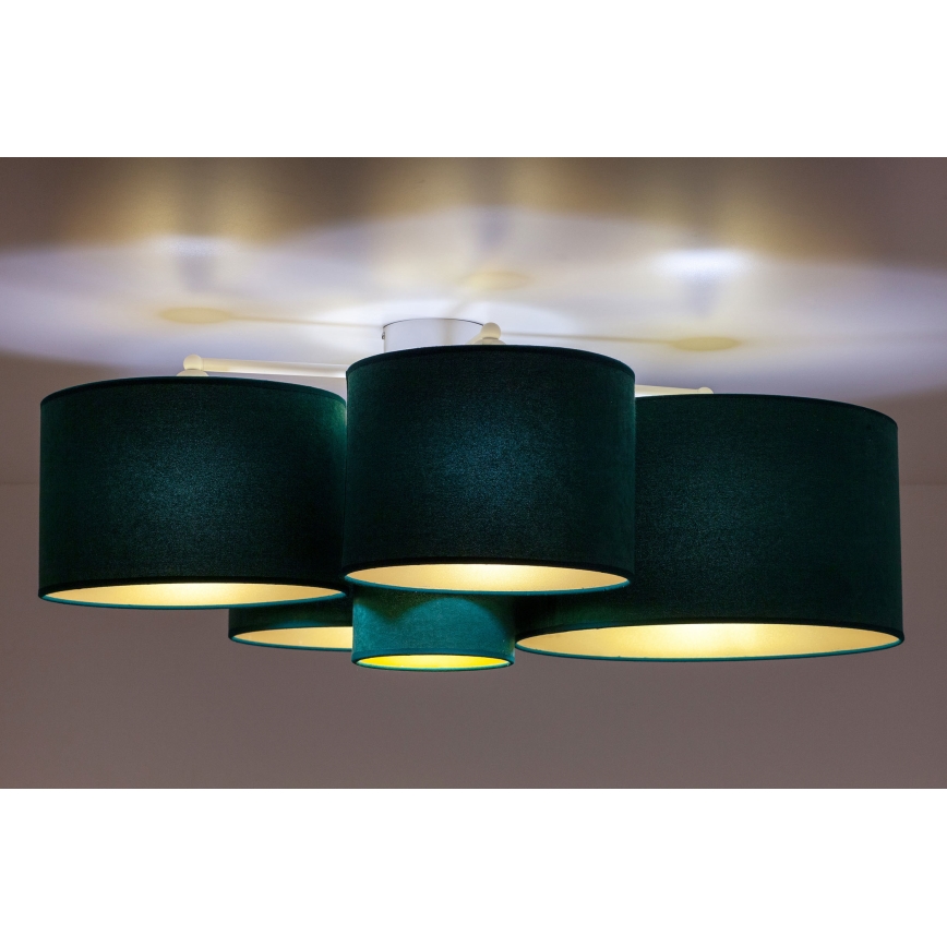 Duolla - Plafoniera ROLLER PENTO 5xE27/60W/230V verde/oro