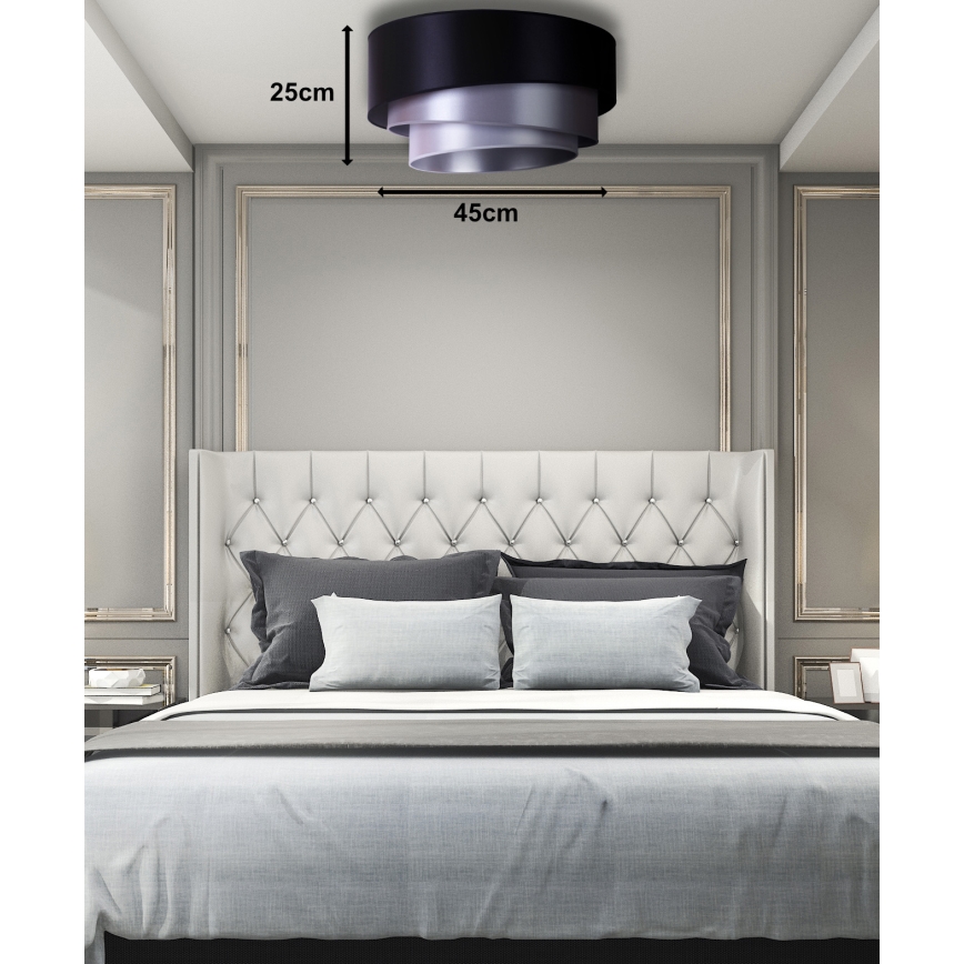 Duolla - Plafoniera TRIO 1xE27/15W/230V diametro 45 cm nero/argento