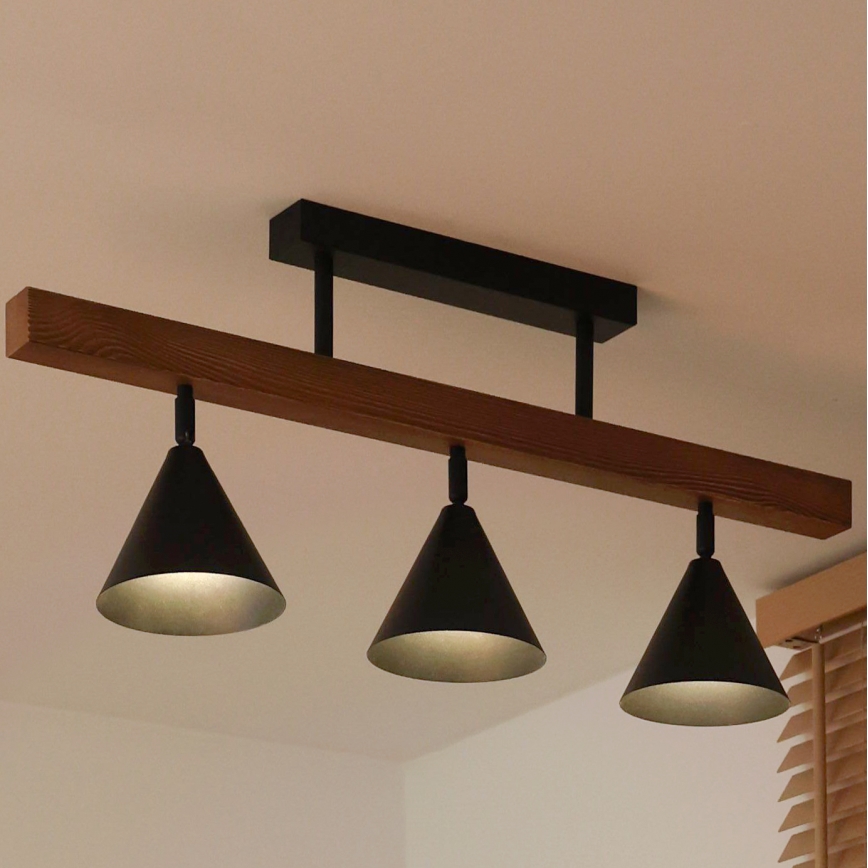 Duolla - Plafonnier à montage en surface IRONLINE 3xG9/3W/230V pin chêne/noir