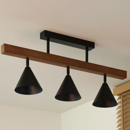 Duolla - Plafonnier à montage en surface IRONLINE 3xG9/3W/230V pin chêne/noir