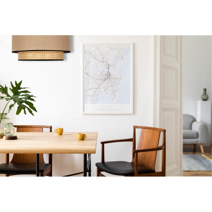 Duolla - Plafonnier BOHO 1xE27/15W/230V d. 45 cm beige/rotin
