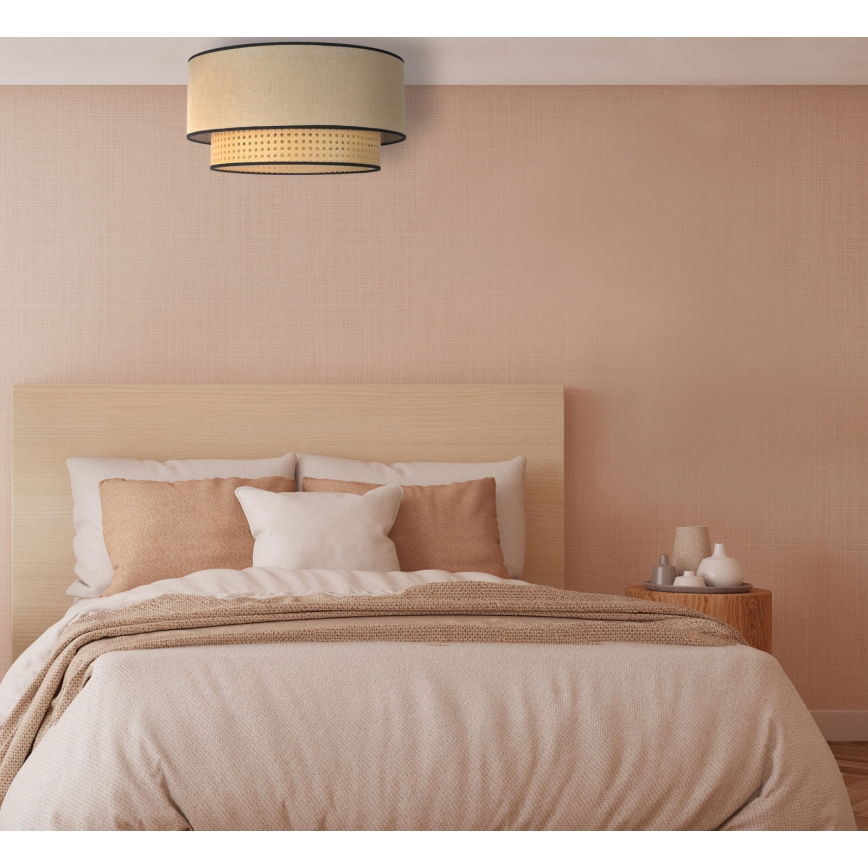 Duolla - Plafonnier BOHO 1xE27/15W/230V d. 45 cm beige/rotin