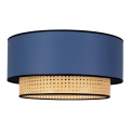 Duolla - Plafonnier BOHO 1xE27/15W/230V d. 45 cm bleu/rotin