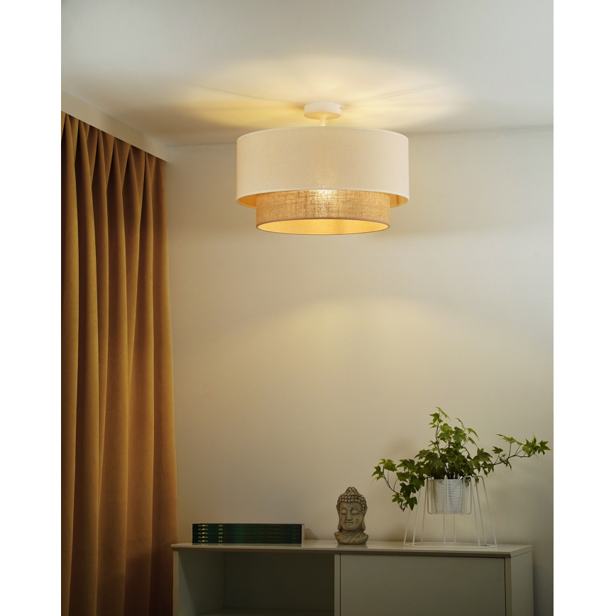 Duolla - Plafonnier BOHO 1xE27/15W/230V d. 45 cm crème/marron