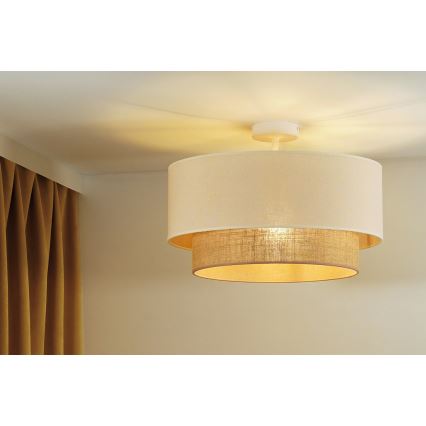 Duolla - Plafonnier BOHO 1xE27/15W/230V d. 45 cm crème/marron