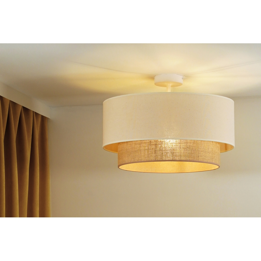 Duolla - Plafonnier BOHO 1xE27/15W/230V d. 45 cm crème/marron