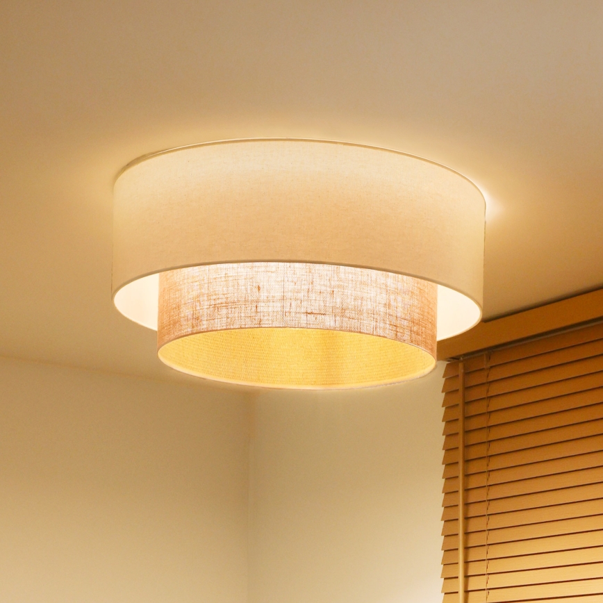Duolla - Plafonnier BOHO 3xE27/15W/230V Ø 60 cm crème/beige